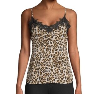 Love Sadie Walmart cami eyelash lace leopard print black beige brown adj strap M